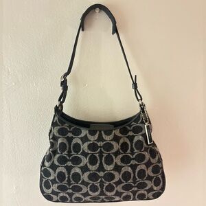 coach wool & leather shoulder bag